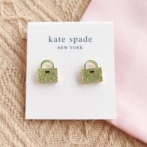 Kate Spade Sweet Treasures Green Stud Earrings in Gold